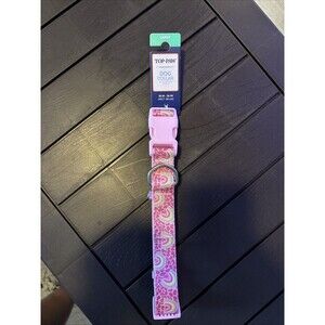Top Paw Pink Print Adjustable Dog Collar Large 17-26in